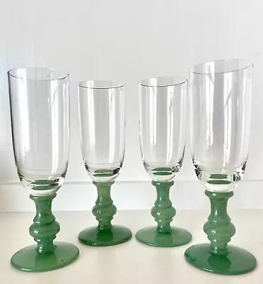 Villeroy & Boch Set Of Four Isabelle Green - Dark Jade Fluted Champagne Glasses • $90