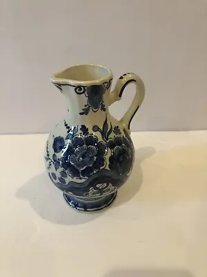 Vintage Royal Delft Porcelain Flowers 5 5/8” Ewer Pitcher Jug • $20.99