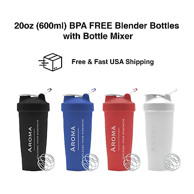 Protein Shaker Bottle With Blender Ball Gym Free BPA FREE 20z / 600ml • $7.59