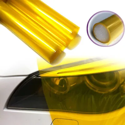 $7.99 • Buy 12x48  Glossy Golden Yellow Smoke Headlight Tint Fog Light SideMarker Vinyl Film