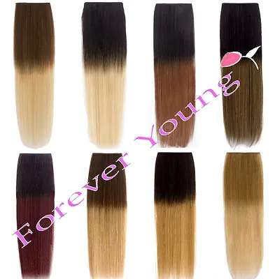 £15.99 • Buy Premium Clip In Ombre Human Hair Extensions Dip Dye Hair Weft - FOREVER YOUNG UK