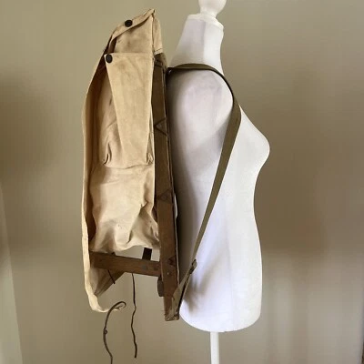 $145 • Buy Vintage Pack Board Canvas And Wood Frame Backpack Hiking