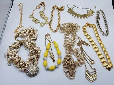 Gold Tone Signed Fashion Necklace Lot+Loft Betsey Johnson Stella & Dot J.Crew • $10.50