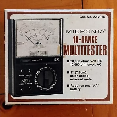 Vintage Micronta Radio Shack 22-201U Analog Multimeter 18 Range Multitester • $28