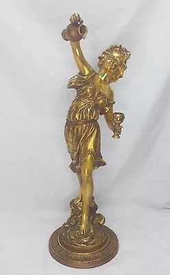 Vtg French Bronzed Spelter Sculpture L&F Moreau Grecian Woman Col Francais 24  • $249.99