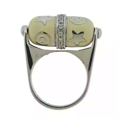 La Nouvelle Bague 18k Gold Diamond Enamel Spinner Ring-Motion Ring-Estate 14.5g • $1650