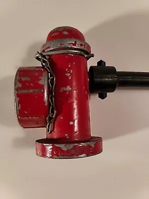 Toy Metal Fire Hydrant Rubber Fire Hose Nozzle Garden Hose Vintage. Unusual Find • $40