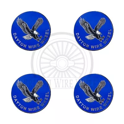 Dayton Eagle Chrome & Blue Metal Wire Wheel Chip Emblems Size 2.25  Set Of 4 • $107.99