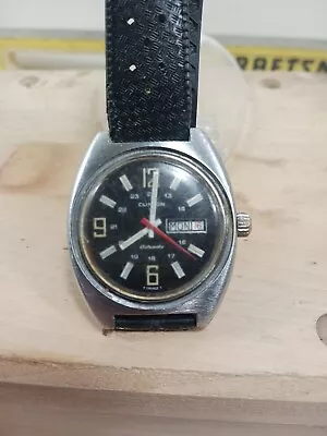 VTG Mens Clinton 6ATM Diver Wristwatch 17j Auto 24hr Dial .    RUNS • $75