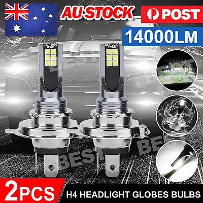 2x H4 LED Headlight Bulbs Kit Lamp Car 6500K Globes High Low Beam 14000LM White • $11.95