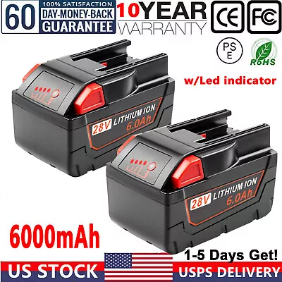 2X 6000mAh For MILWAUKEE For M28 Lithium Battery 28V 48-11-2830 48-59-2819 M28B  • $100.99