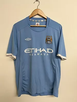 Manchester City Jersey Home 2010-2011 Baby Blue Umbro Large Rare • $34