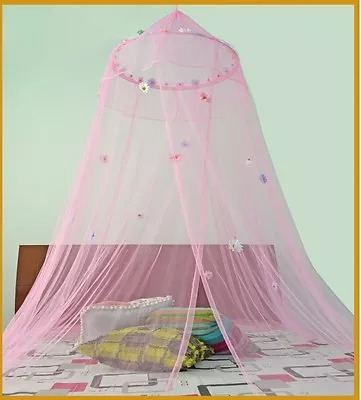 *Round Hoop* With Daisies Bed Canopy Mosquito Net For Crib Twin Size Bed Pink  • $29.99