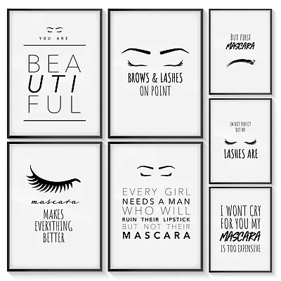 Bedroom Wall Art Prints Fashion Quotes Beauty Mascara Poster Makeup Salon Print • £5.65