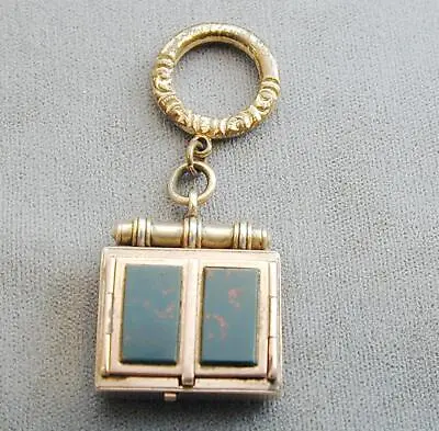 SPECTACULAR 10k Rose Gold Double Bloodstone Door 4 Photo Locket Pendant FOB • $1350