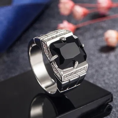 Domineering Men's Ring 925 Sterling Silver Crystal Stone Ring Jewellery Gift UK • £3.99