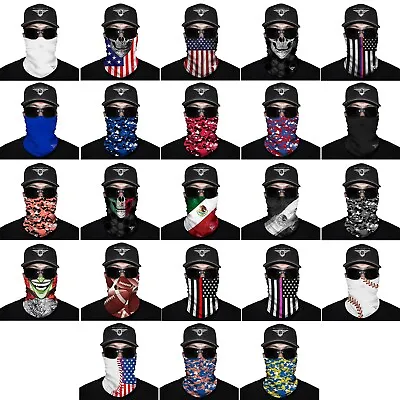 Neck Gaiter Face Mask Cover Balaclava Skull USA Flag Mexico Camo Motorcycle • $6.99