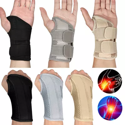 Breathable Wrist Support Splint For Sprain Injury Carpal Tunnel Pain Brace Strap • £18.79