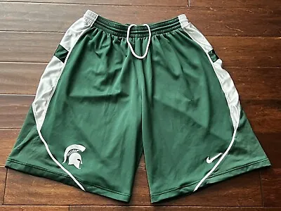 Nike Michigan State Spartans Basketball Shorts Adult XL Green White Sparty Logo • $21.74