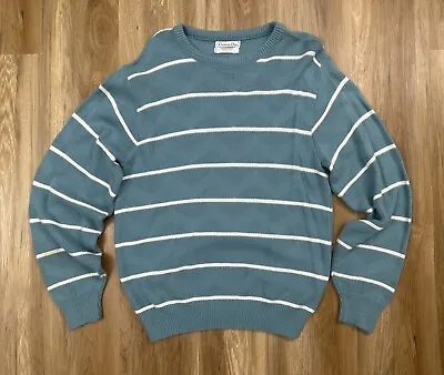 Vintage Christian Dior Mens USA Made Orlon Acrylic Striped Knit Sweater Large  • $29.99