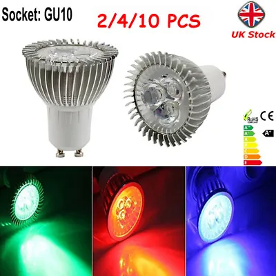 2/4/10Pcs Spotlight LED Bulbs GU10 3W Spot Light Energy Saving Red/Blue/Green UK • £7.99