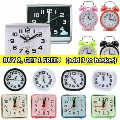 $12.59 • Buy Small Silent No Tick Alarm Clock Quartz Battery Operated Wake Up Bedside