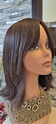 $449.20 • Buy High Quality Blush Brown Wig Sheitel Human Hair Long Moveable Bangs & Part 