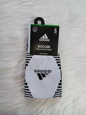 New Adidas Soccer Team Speed Soccer Socks White/Blue Sz S(13C-4Y) • $12.95