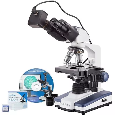 AmScope 40X-2500X LED Binocular Compound Microscope 18mp Camera USB3 + 50 Slides • $629.99