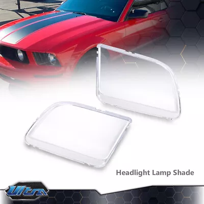 Fit For 2005-2009 Ford Mustang Chrome Housing Clear Headlight Lens Cover Pair • $19.80