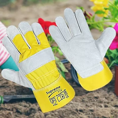 10 X Heavy Duty Rigger Gloves Cut Proof Canadian Leather Gardening Builders Work • £2.99