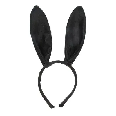 Black Plush Bunny Rabbit Ears Wired Aliceband Animal Headband Easter Fancy Dress • £4.50