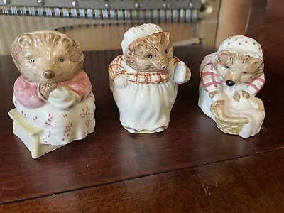 Vintage Beatrix Potter Beswick  Mrs Tiggy Winkle Signed Set Of 3 • $125