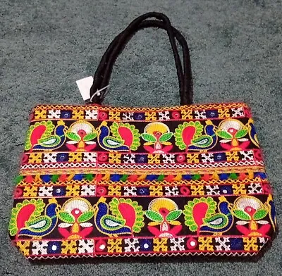Indian Pakistani Handmade Hand Embroidery Mirror Patchwork Vintage Bag Tote Boho • £20.99