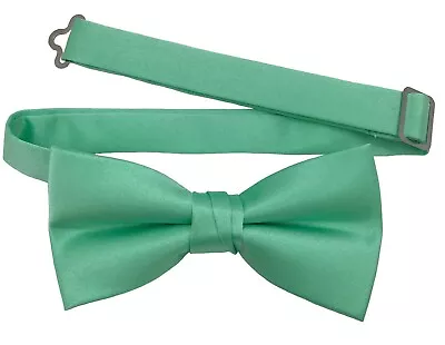 Men's Bow Tie Quality Clip On Adjustable Neck Band Satin Solid Pattern Colors • $6.49