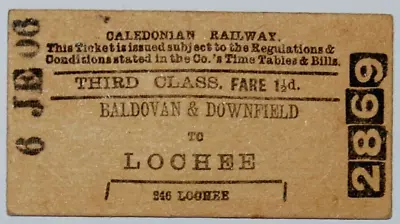 Caledonian Railway Baldovan & Downfield To Lochee 3rd Cl Railway Ticket 1906. • £20