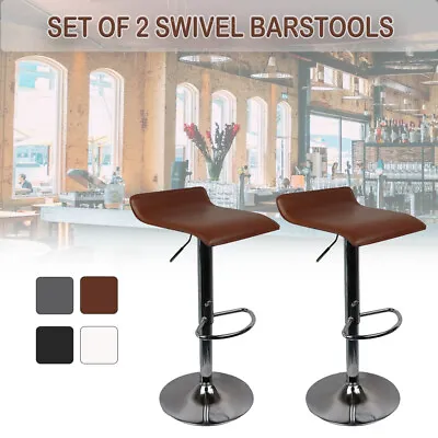 Set Of 2 PU Leather Swivel Barstools With Back Airlift Counter Height Bar Chairs • $51.99