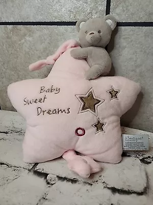 B. Boutique Baby Plush Pink Star Musical Pull Plays Lullabye Evergreen • $14.99