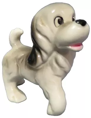 Vintage Spaniel Dog Figurine Black Gray White Marked Japan 3 3/4  Tall CUTE • $14.99