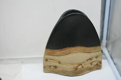 ALKA Malta Modernist Studio Art Pottery Pillow Vase  7.5  Black & Tan • $60