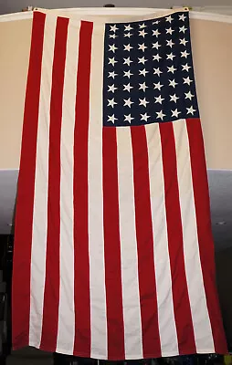 Vintage Valley Forge Co 48 Star Large 5' X 9.5' Cotton American Flag W/ Grommets • $44.95