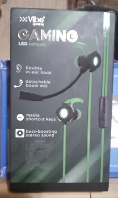 🎶 Vibe Gaming Earbuds. Boom Mic Black & Green. Brand New  • $0.99