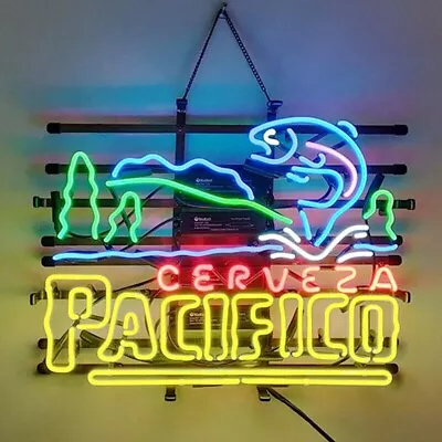 20 X16  Cerveza Pacifico Fish Beer Neon Sign Light Lamp Visual Bar Club Garage • $154.59