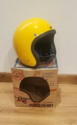 Vtg Sterling Cougar Yellow NOS MINT W Box 70s USA Racing Helmet TROG NHRA MINT • $125