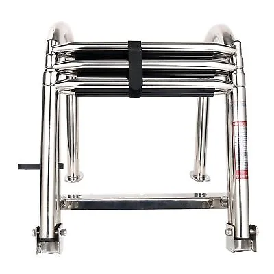 3 Step Premium Stainless Folding Rear Entry Pontoon Boat Ladder Extra Wide Step • $125.99