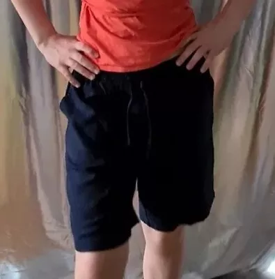 NEXT SHORTS UK10 EU38 Navy Blue Linen Viscose Elastic Waist Drawstring VGC • £12