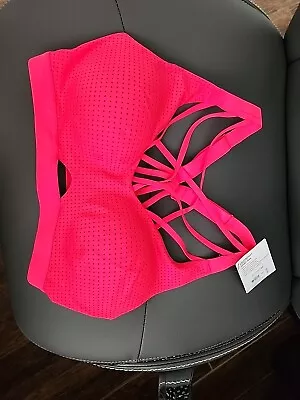 LIGHTWEIGHT Victoria's Secret Sports Bra Women Sz 34D Hot Coral Strappy Mesh NWT • $11.99