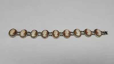 Vintage Sterling Cameo Bracelet 6 3/4  • £82.61