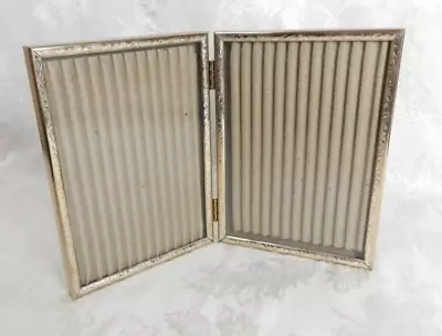 Vintage Bi-Fold Picture Frame Double 5x7 Gold Tone Metal Hinged • $13.99