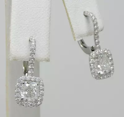 17 Kt White Gold Pair Of 2.01 Ctw GIA F / SI2 Halo Diamond Dangle Earrings B9022 • $4840